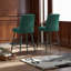 Tabourets de bar modernes réglables en velours vert avec pieds en fer (ensemble de 2) - parfaits pour la cuisine, le bar ou la salle à manger-1083737111