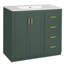 Meuble-lavabo 36 po avec lavabo en céramique, structure en bois massif, 3 tiroirs et portes à fermeture douce pour styles modernes et rétro