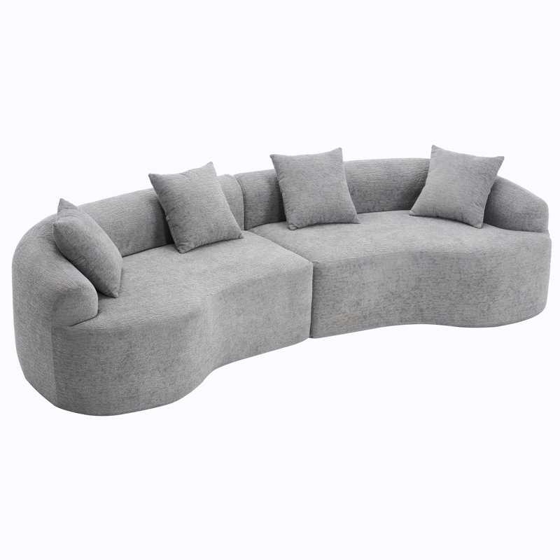 Canapé modulaire incurvé 110,20 po, canapé modulaire incurvé modulaire pour le salon, Gris