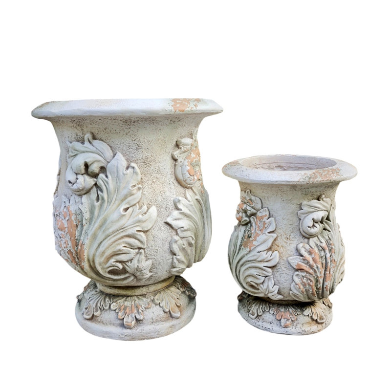Ensemble de 2 pots de fleurs assortis en magnésium « Barcelone », Grey