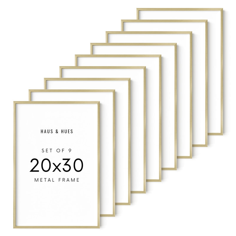 Metal Picture Frames (Set of 9), Gold, 20" W x 30" H