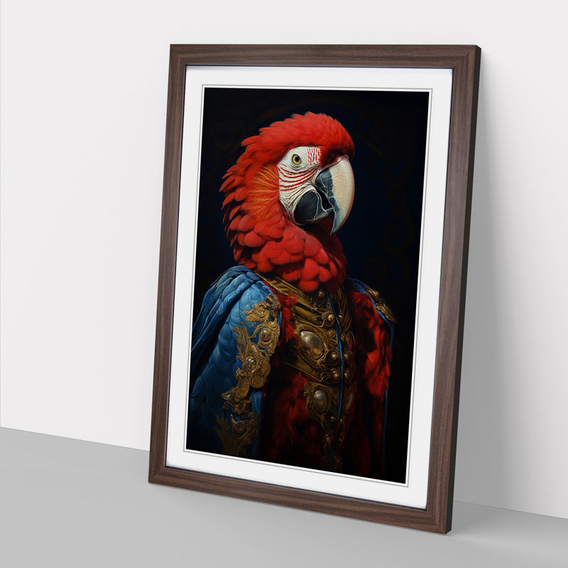 Parrot Gothic - Single Picture Frame Print on Wood, Walnut, 34" H x 25" W x 2" D