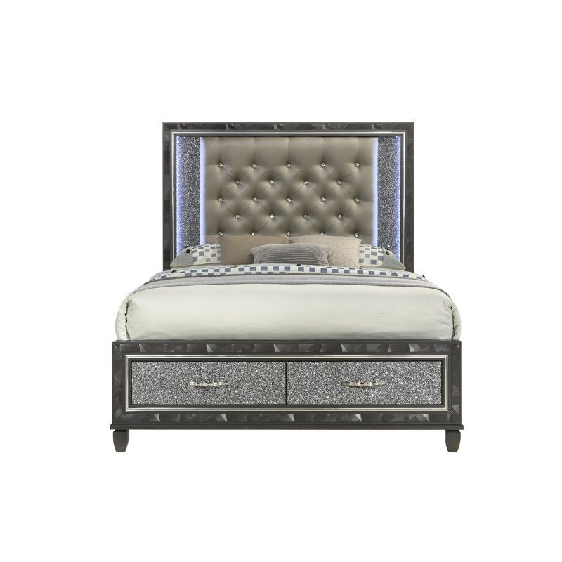 Joi Vegan Leather Platform Storage Bed, Queen, Black