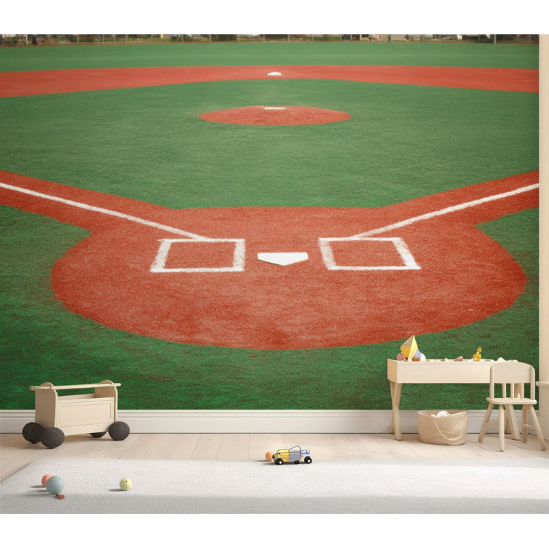 Papier peint adhésif autocollant amovible pour terrain de baseball, papier contact pour salle de bain H 69 po x l 96 po