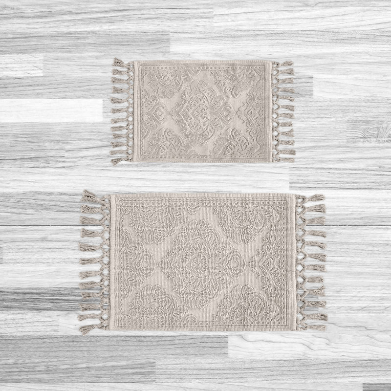 Ricardo 2 Piece Bath Rug Set, Light Gray