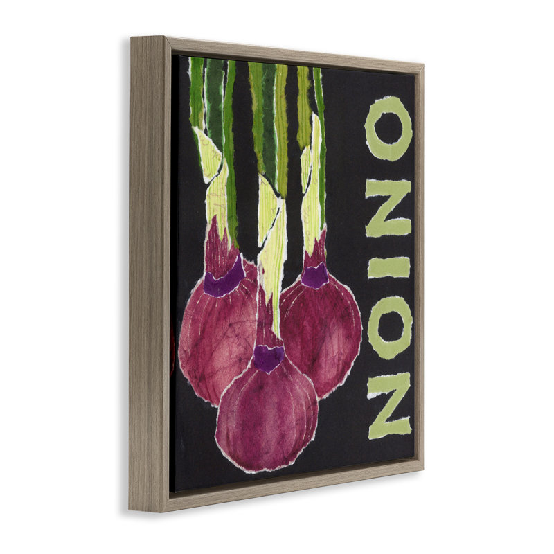 Cadre flottant Collage Garden Oignon, design par Nancy Overton, H 25 po x l 25 po, Cadre flottant orme Montalcino