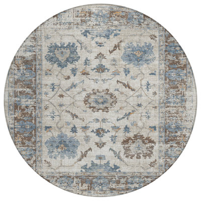 Machine Washable Indoor/Outdoor Xhevrie Putty Rug