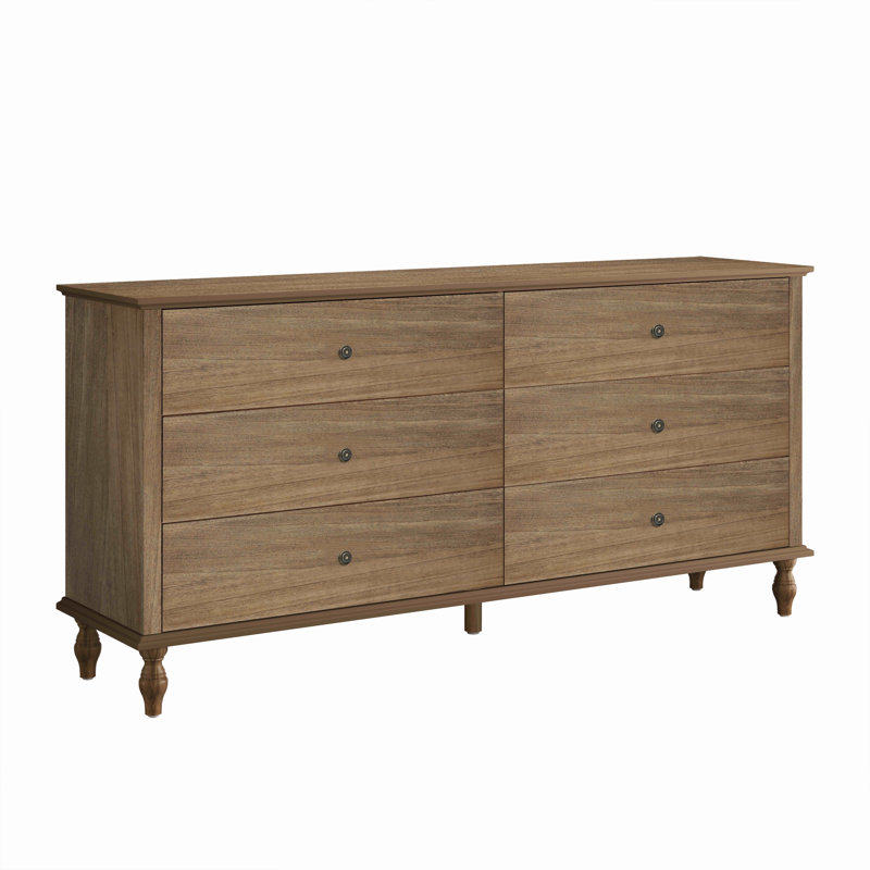 Commode double 6 tiroirs en bois, Marron clair