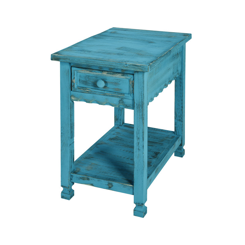 Brigid End Table with Storage, Blue