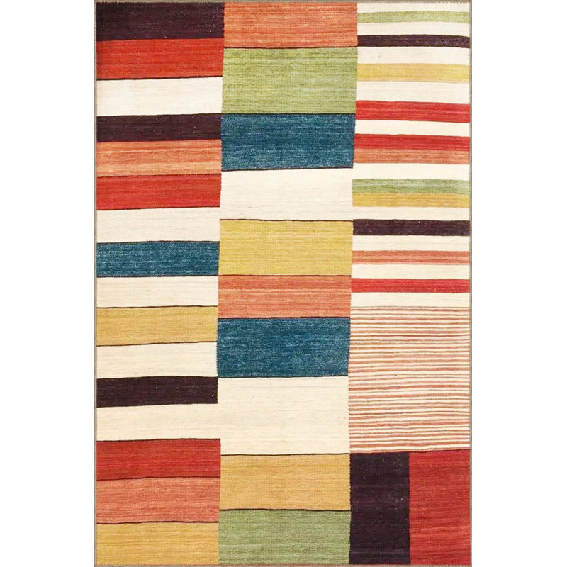 Multi Color Mixed Geometric Pattern Modern Decorative Machine Washable Area Rug, Rectangle 4'7" x 6'7"