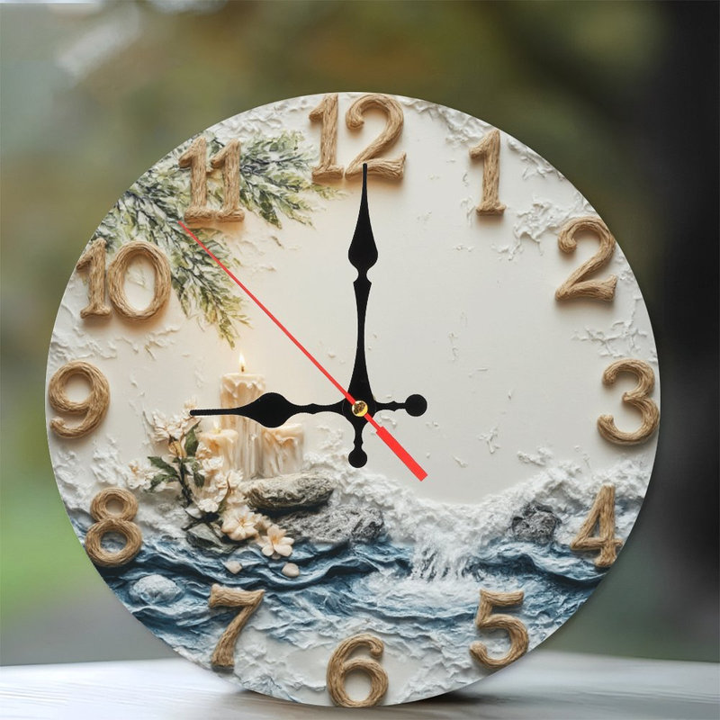 Horloge en relief avec bougies ondulées