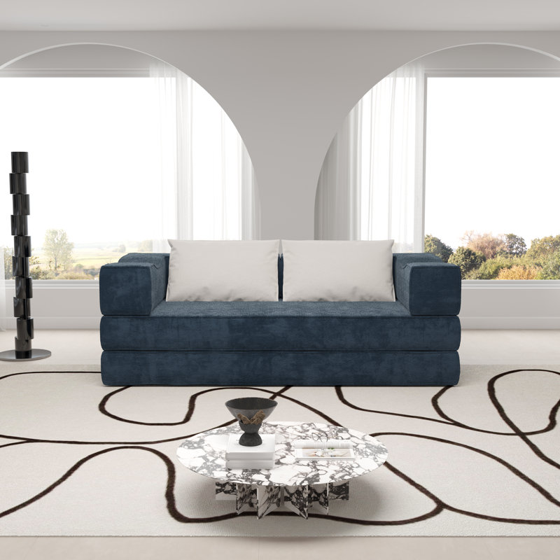 Upholstered 80'' Sleeper Sofa, Blue