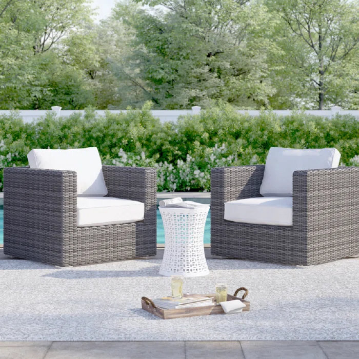 Chaises longues de patio en osier avec coussins Weston
