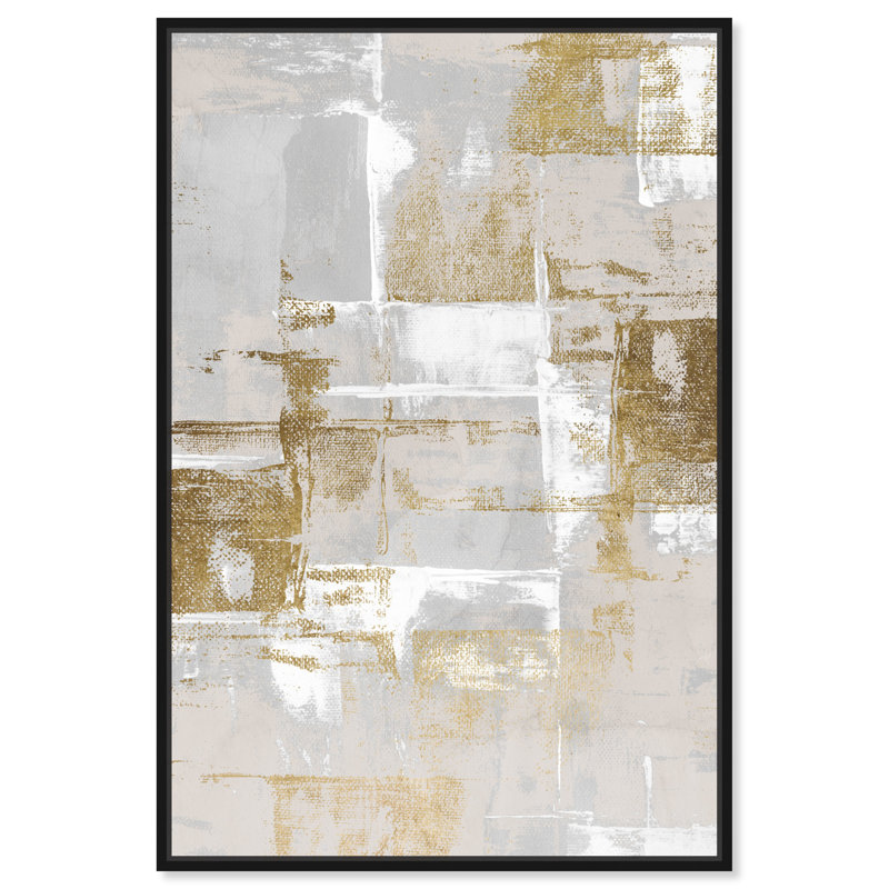 Abstrait fraîchement peint, gris glamour - Peinture, H 54 po x l 36 po, Cadre noir
