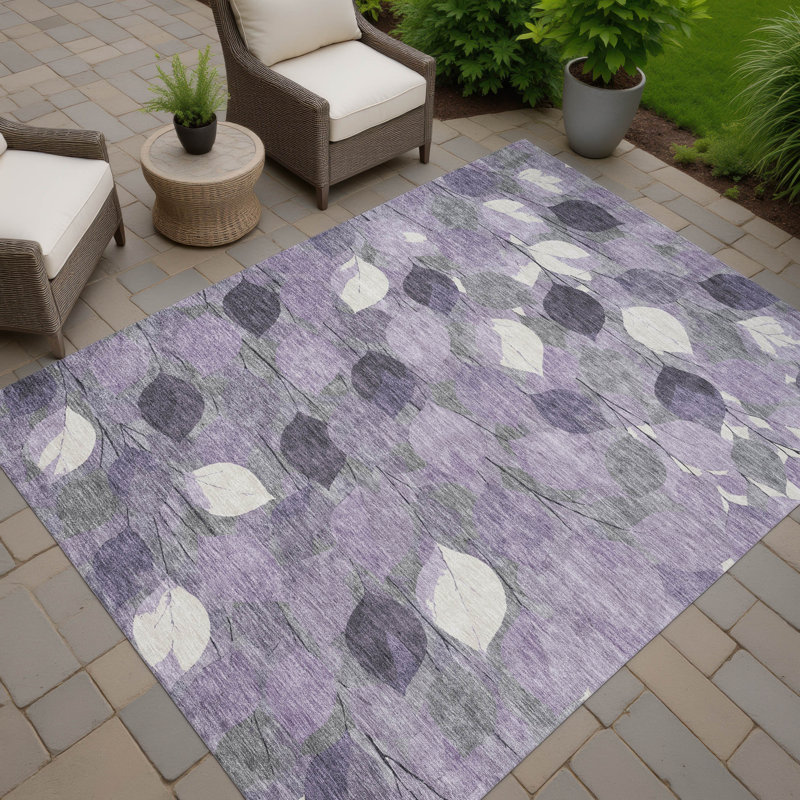 Machine Washable Indoor/Outdoor Chantille ACN2444 Floral Rug, 8' x 10', Purple
