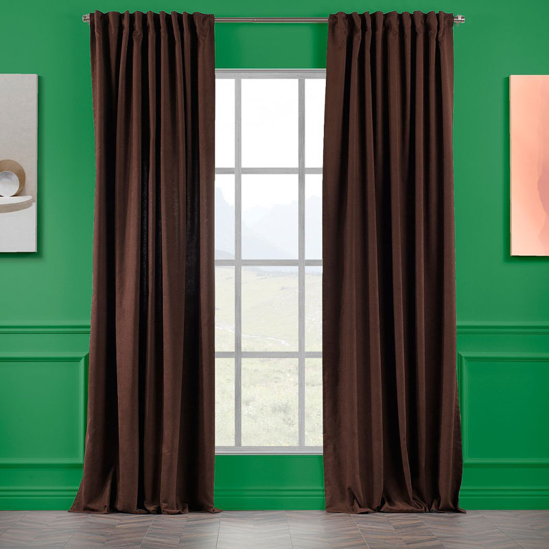 Blackout Thermal with Liner Extra Long & Extra Wide Decorative Curtain Single Panel, 140cm Width x 265cm Drop, Dark Brown