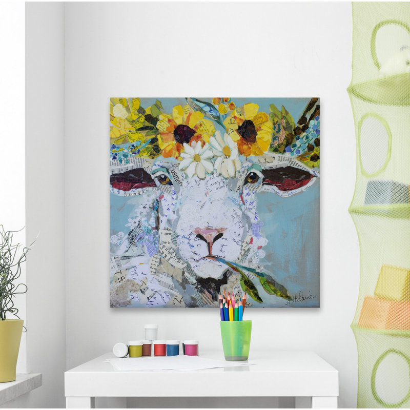 « floral moutons ii », reproduction sur toile, H 24 po x l 24 po x P 1,5 po