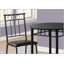 Ensemble de table de salle à manger, ensemble de 3 pièces, petit, rond 30 po, cuisine, métal noir et stratifié, aspect cuir, contemporain, moderne