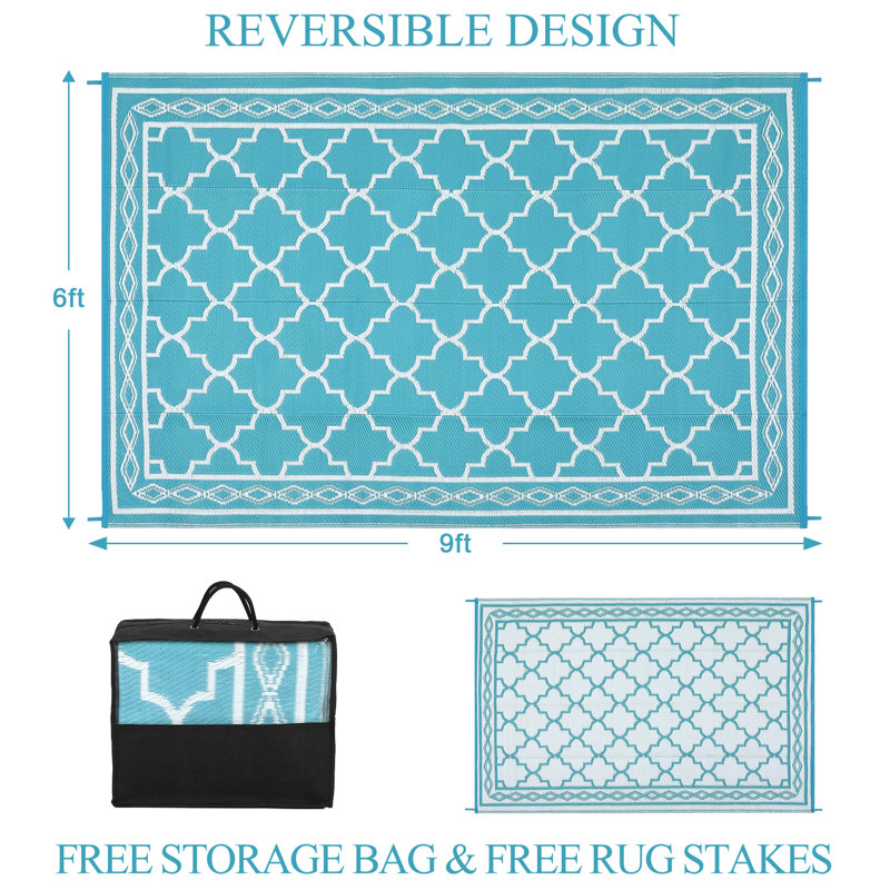 Tapis d'extérieur imperméable et extensible pour l'extérieur, Bleu, Rectangle de 5 pi x 8 pi