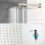 Douche en nickel brossé avec tête double - fixation murale carrée de 10 pouces, valve, pluie et système de poche, équilibrée