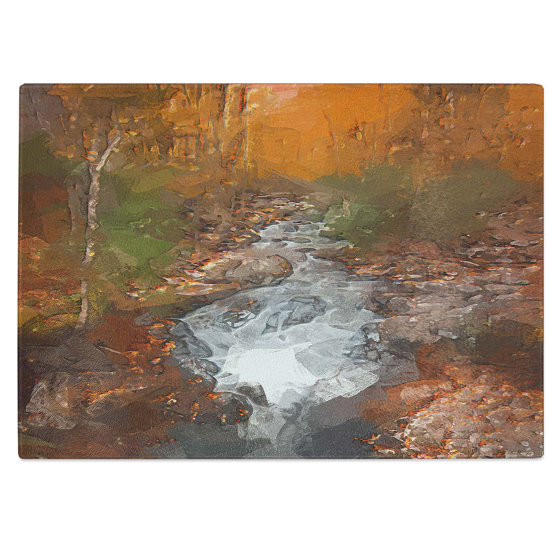Tempered Glass Woodland Stream in Abstract Chopping Board, 28.5 cm W x 20 cm L