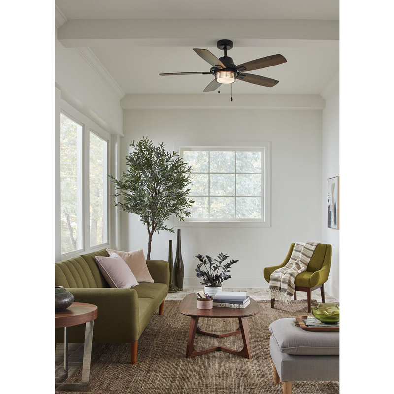 Matte Black 52'' Ceiling Fan with Light Kit and Remote