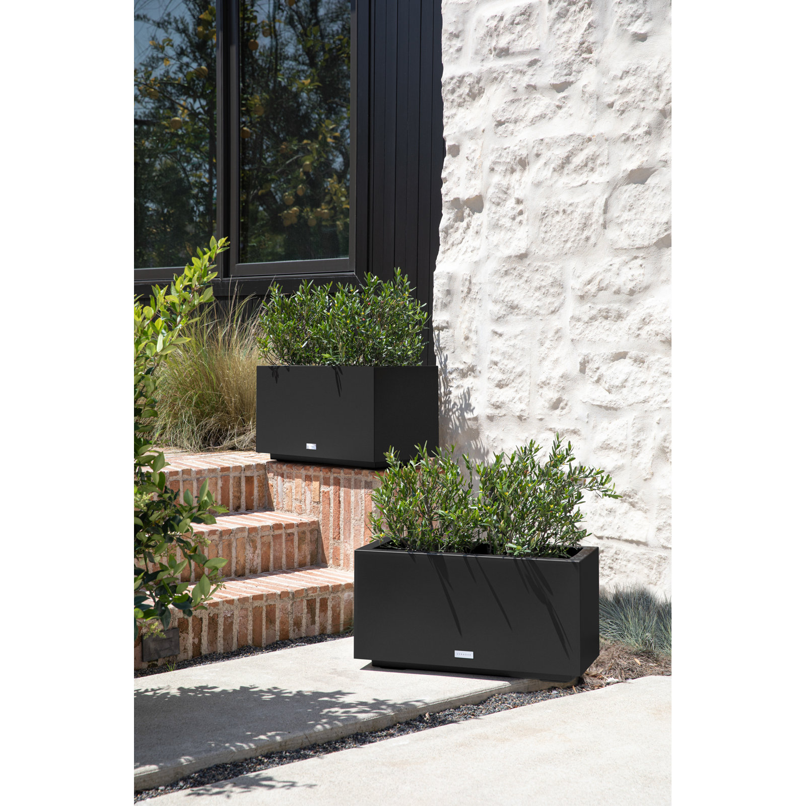 Block Series Long Box Planter, 13.25” H x 24.75” W x 11” D, Black