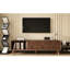 Meuble télé 70 po, conception moderne de style Mid-Century, pieds en bois massif, noyer, vaste espace de rangement pour meuble multimédia de 70 po, accessoires de rangement abondants