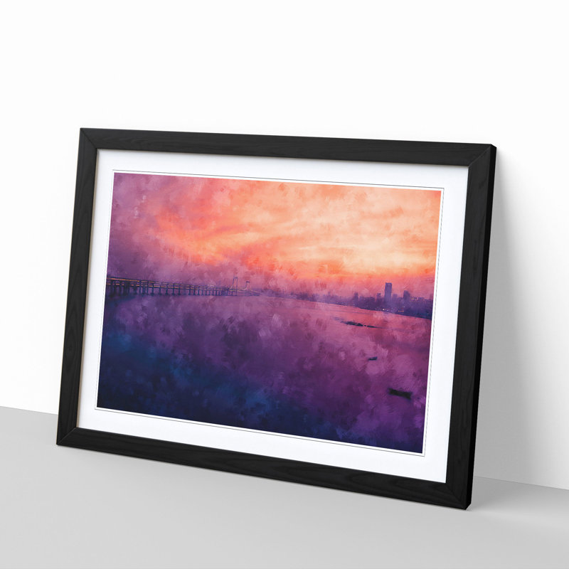 Xinghai Bridge in China - Picture Frame Painting Print, 45cm H x 63cm W x 2cm D, Black Framed