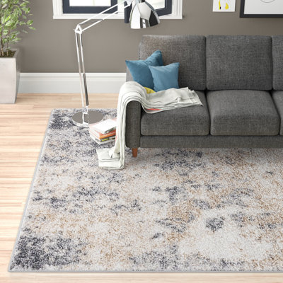 Tapis gris en polypropylène tissé à la machine Cristina