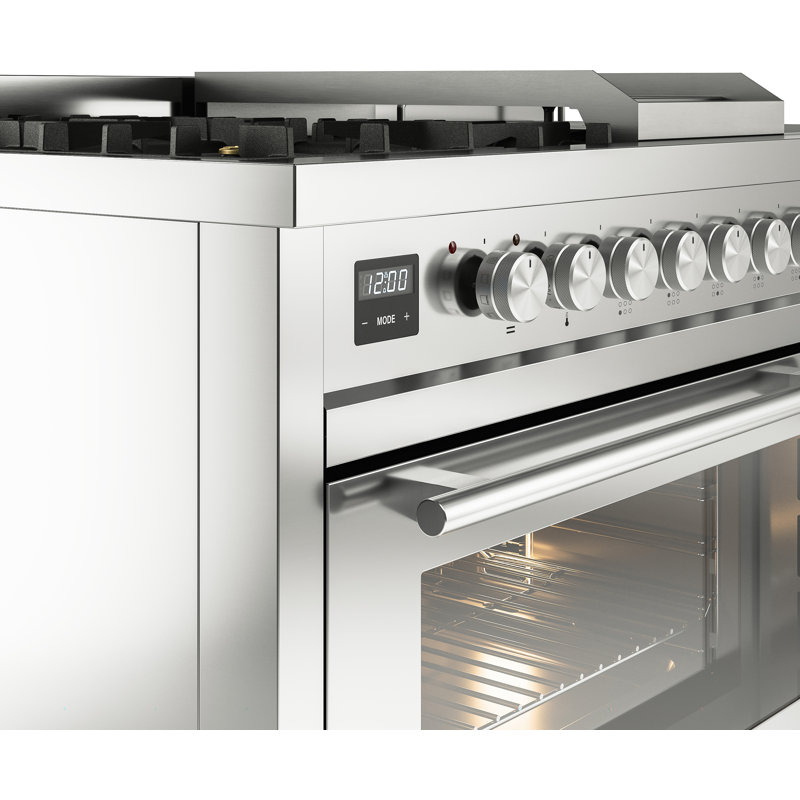 Cuisinière à double carburant ILVE ProfessionalPlus II 48, boutons, Couleur RAL, Gaz naturel