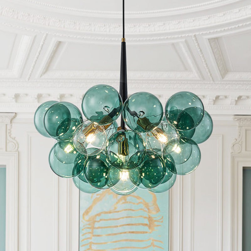 Lustre sphérique 6 lumières Spoutnik, Vert