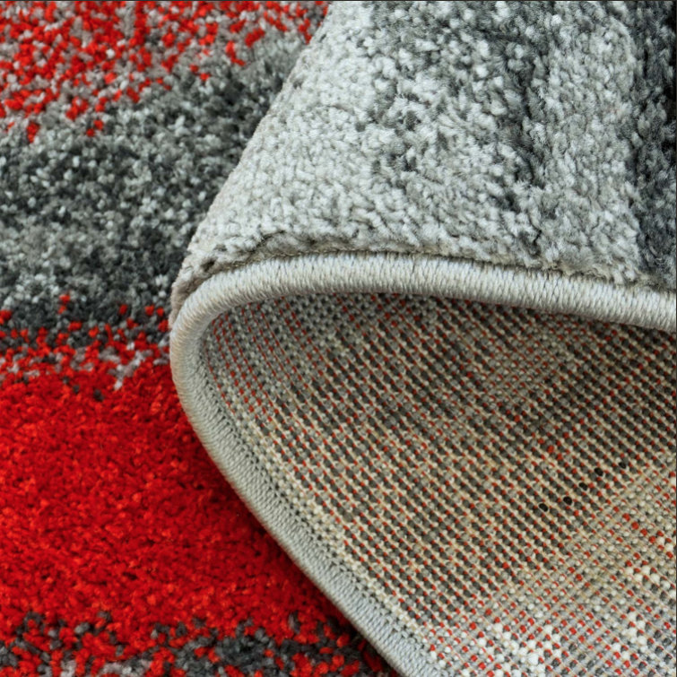 Tapis rouge / gris à motif abstrait Croskey