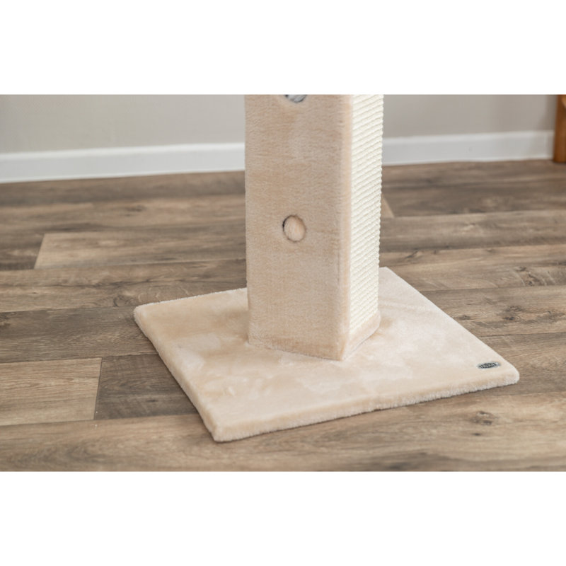 TRIXIE Soria 31.5" Cat Scratching Post, Sisal Cat Scratcher, Square Post with Peak-a-Boo Cat Toys for Hunting, Beige