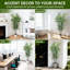 Arbre à ficus artificiel de 6 pi de hauteur avec pot à fleurs en plastique blanc et mousse verte, plantes artificielles avec feuilles de soie réalistes, arbre artificiel résistant aux rayons UV pour la maison, le bureau et le jardin-88729777