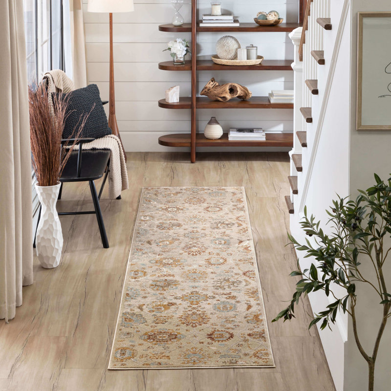 Tapis beige en polyester Windermere Karastan Whitehaven, Tapis de couloir 2 pi 6 po x 10 pi