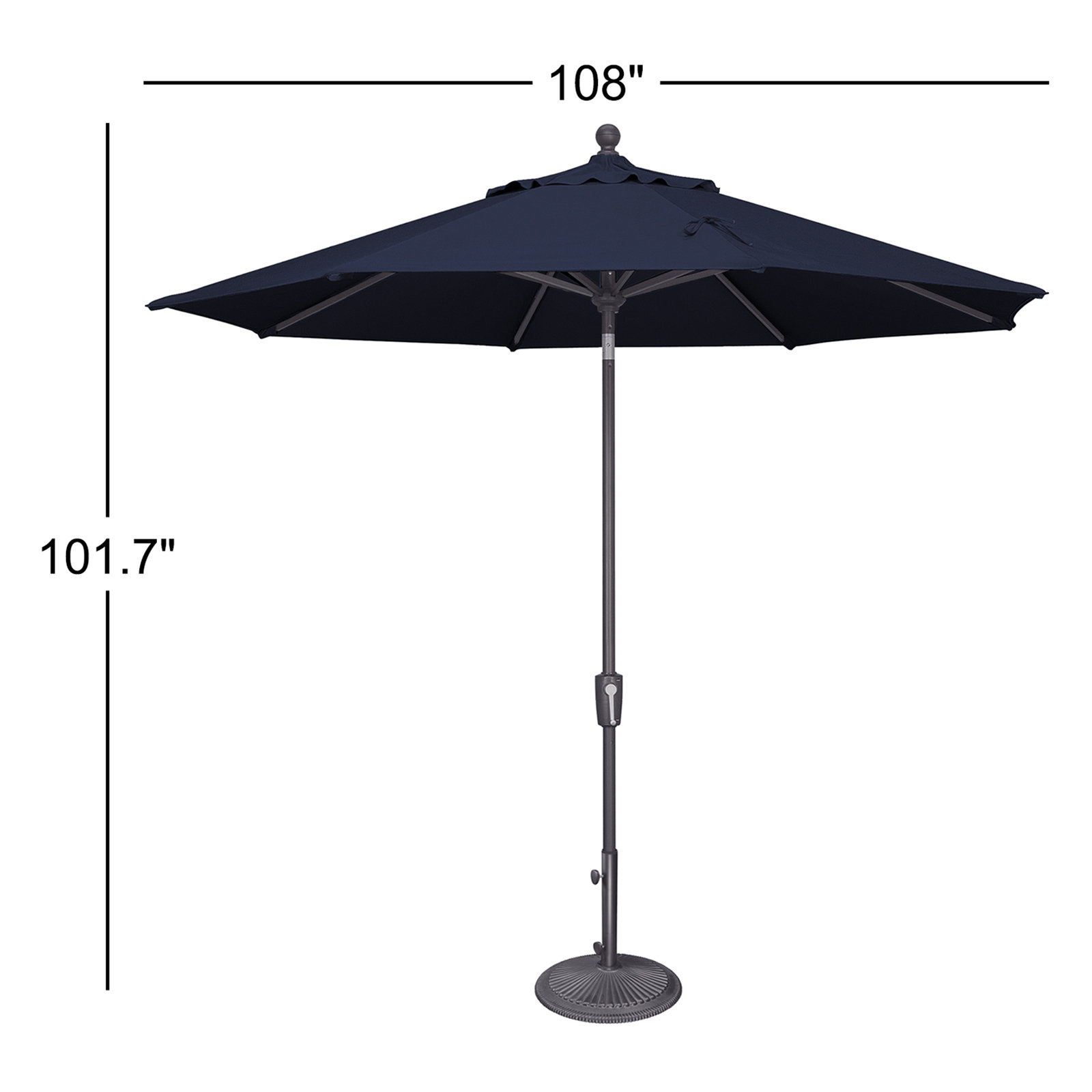 Launceston Market Umbrella, Anthracite, 101.7" H x 108" W x 108" D, Navy Sunbrella Acrylic