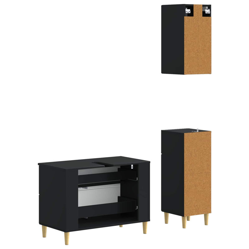 Bathroom Storage Furniture Set, Black