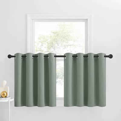 Blackout Small Window Valances, Rustic Farmhouse Curtains Grommet Top Thermal Insulated Window Drapes for Kitchen/Bathroom/Basement, 2 Panels.
