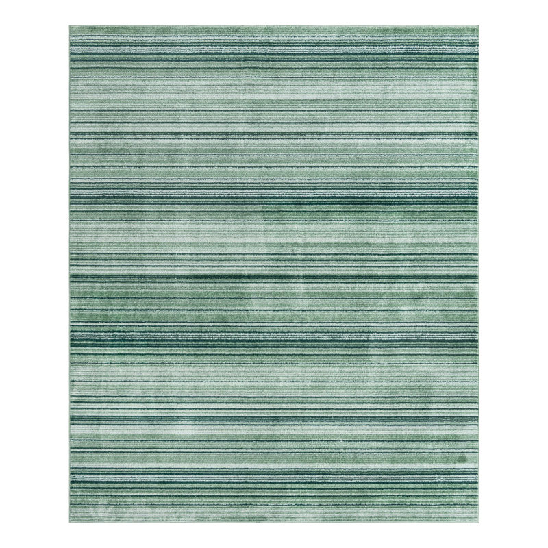 Tapis d'intérieur rayé Hulsey, Green, Rectangle 4 pi 1 po x 6 pi 3 po
