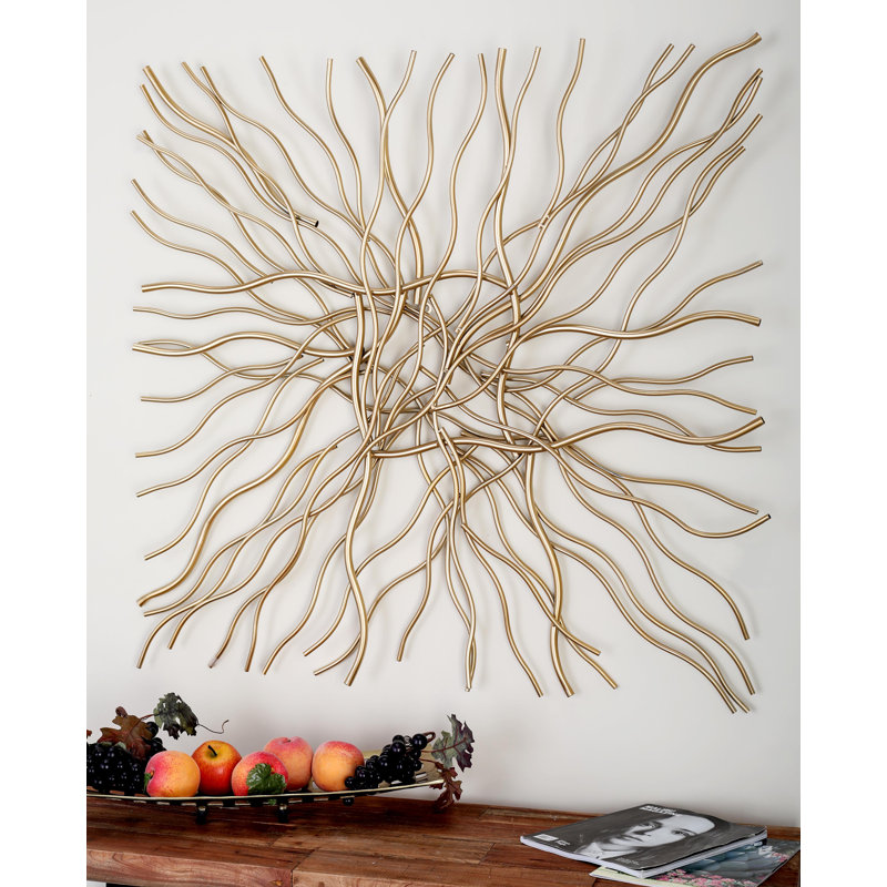 Abstract Copper and Gold Iron Wall Sculpture