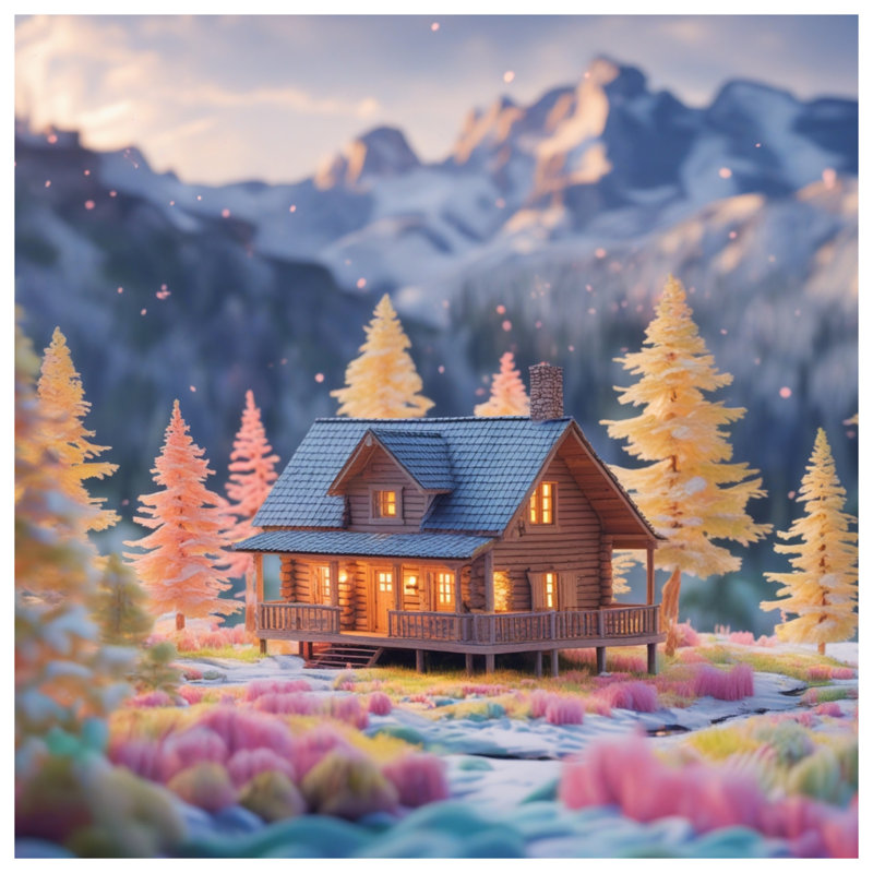 Cozy Cabin In Mountains Comforter, Twin