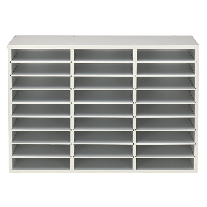 White MDF 27-Compartment Adjustable Literature Organizer