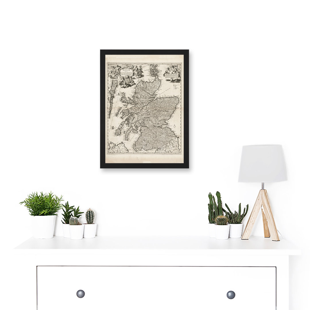 Visscher 1689 Antique Pictorial Map Kingdom Scotland UK - Single Picture Frame Print