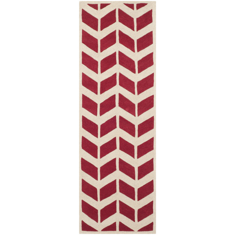 Chevron Wool Hand Woven Area Rug, Runner 69 x 213 cm