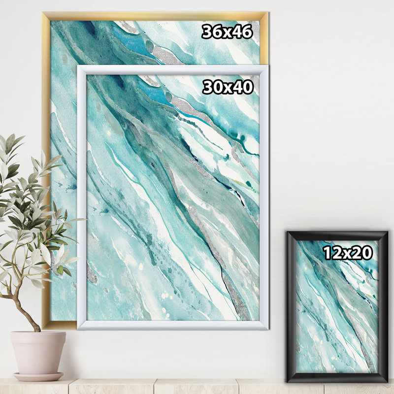« silver springs ii blue green », reproduction d’image sur toile, Cadre blanc, H 20 po x l 12 po x P 1po