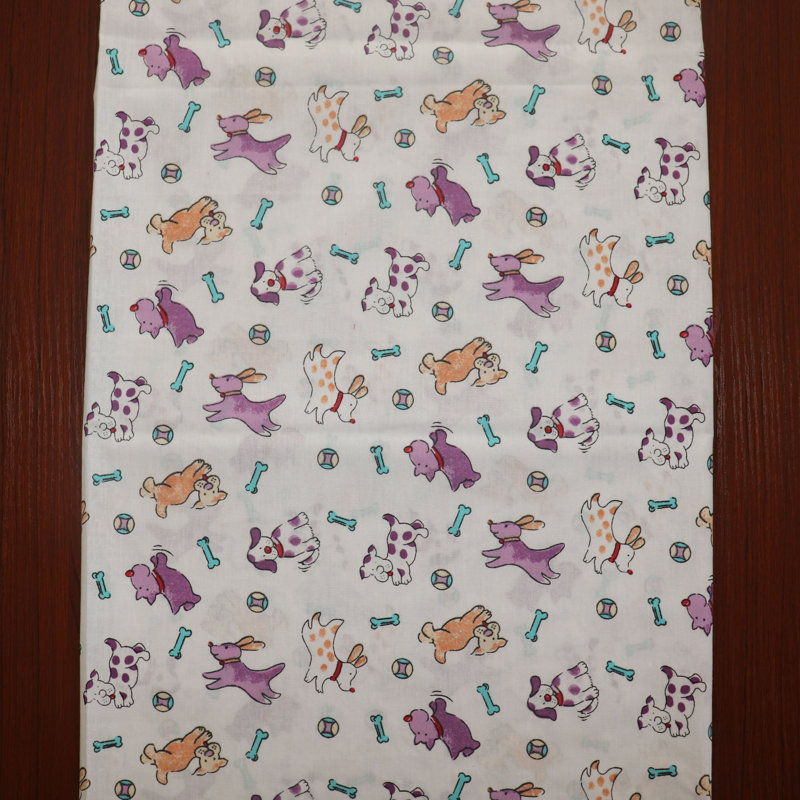 Puppies Print Table Runner, Purple/White, 24" W x 72" L