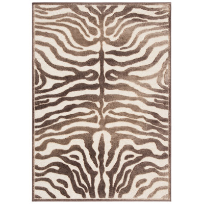 Tapis brun à imprimé zébré Elana