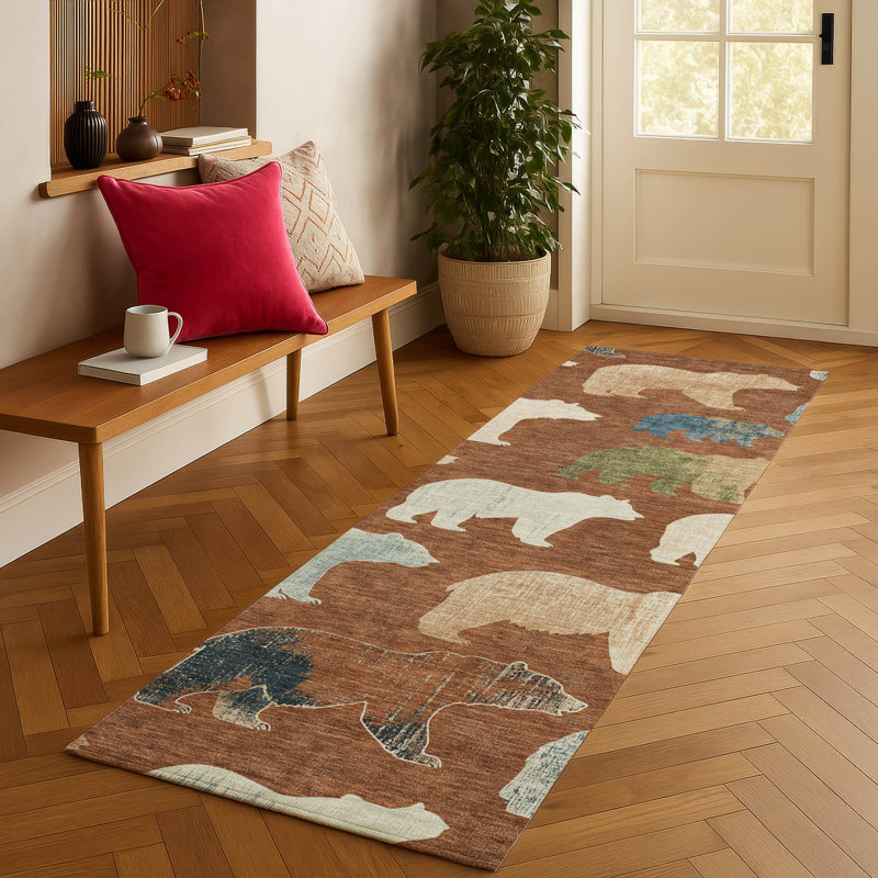 Machine Washable Indoor/Outdoor Adalaide ACN2338 Lodge Rug, Runner 2'3" x 7'6"