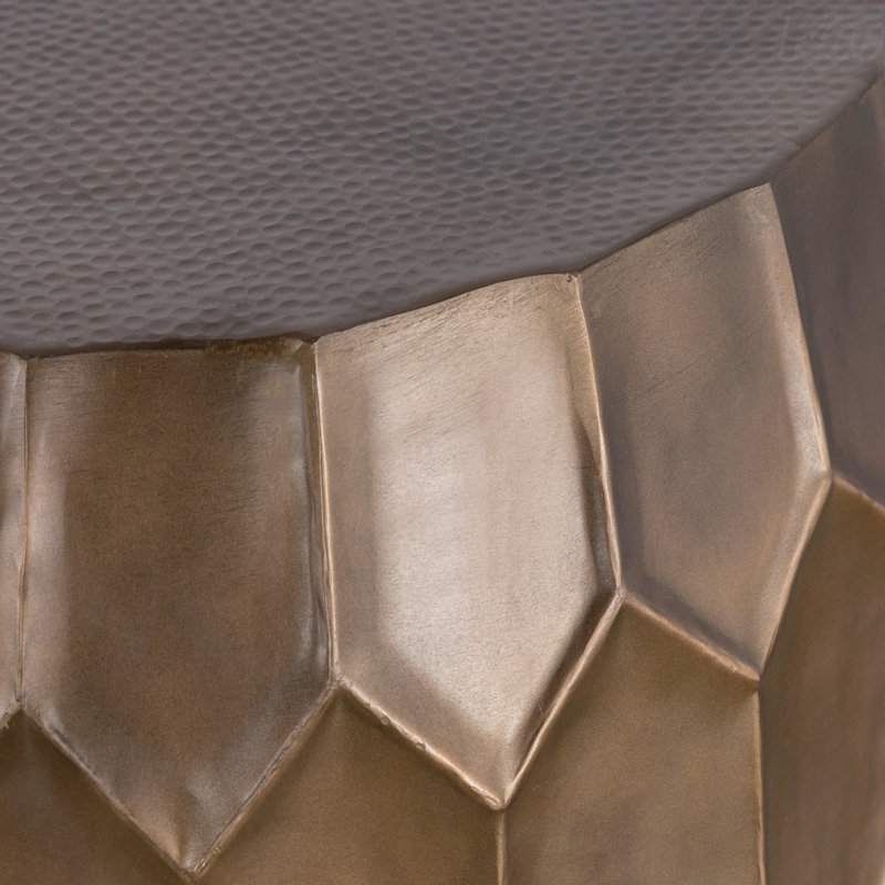 32" Hand-Hammered Hexagonal Round Coffee Table (Antique Bronze), Gold